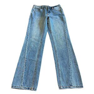 Future Collective Light Wash Denim Jeans Wide Leg Seam Detail Casual Size 2